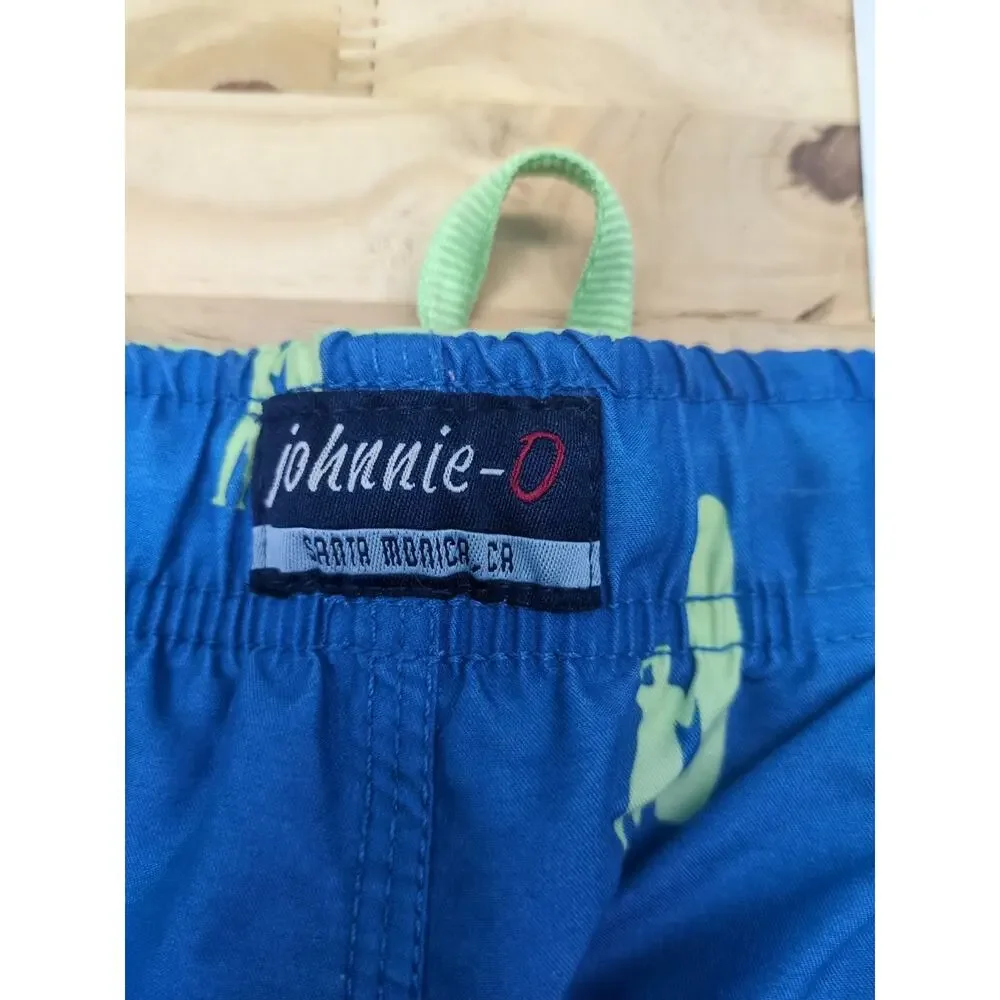 Johnnie O Swim Trunks Mens XL Blue Logo Netted Board Shorts Beach 6